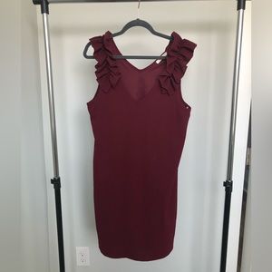 Maroon Ruffle Tank Dress by Entro